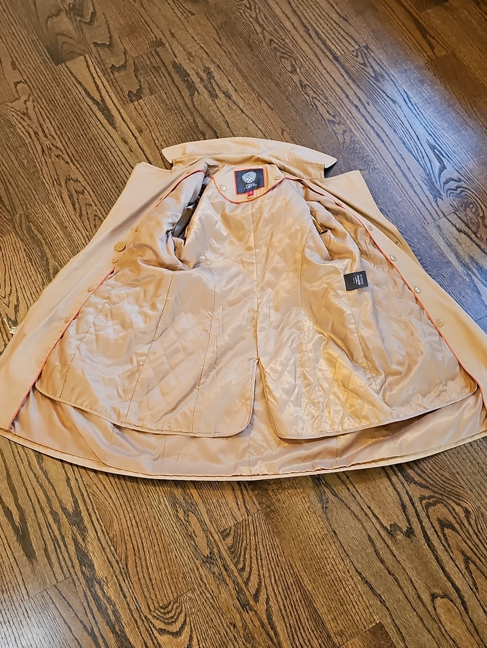Vince Camuto Asymmetrical Zip Belted Trench Coat - Tan / Camel - Picture 6 of 14